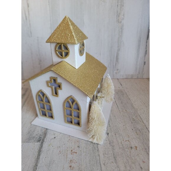 Glitter golden light up Church Xmas home decor figure religious - Picture 4 of 7
